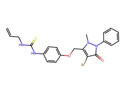 4-BROMO-2-METHYL-1-PHENYL-3-((4-(((PROP-2-ENYLAMINO)THIOXOMETHYL)AMINO)PHENOXY)METHYL)-3-PYRAZOLIN-5-ONE structure
