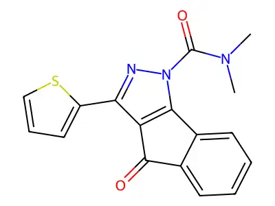 N,N-Dimethyl(4-oxo-3-(2-thienyl)indeno[2,3-D]pyrazolyl)formamide structure