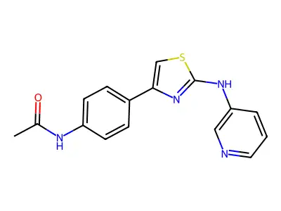 N-(4-{2-[(pyridin-3-yl)amino]-1,3-thiazol-4-yl}phenyl)acetamide structure