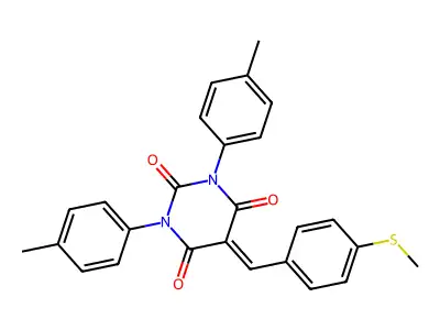 1,3-bis(4-methylphenyl)-5-[(4-methylsulfanylphenyl)methylidene]-1,3-diazinane-2,4,6-trione structure