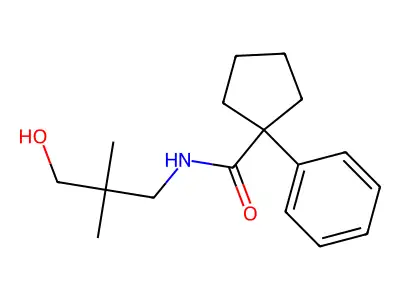 N-(3-hydroxy-2,2-dimethylpropyl)-1-phenylcyclopentane-1-carboxamide structure
