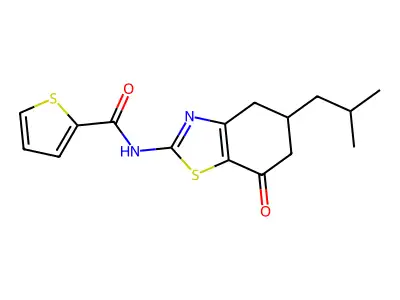 N-(5-(2-METHYLPROPYL)-7-OXO(4,5,6-TRIHYDROBENZOTHIAZOL-2-YL))-2-THIENYLFORMAMIDE structure