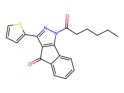 1-Hexanoyl-3-thiophen-2-ylindeno[1,2-c]pyrazol-4-one structure