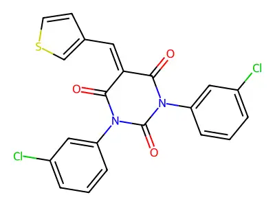 1,3-Bis(3-chlorophenyl)-5-(thiophen-3-ylmethylidene)-1,3-diazinane-2,4,6-trione structure