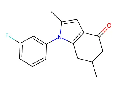 1-(3-Fluorophenyl)-2,6-dimethyl-5,6,7-trihydroindol-4-one structure