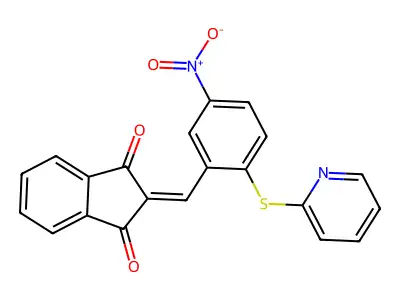 2-((5-Nitro-2-(2-pyridylthio)phenyl)methylene)indane-1,3-dione structure
