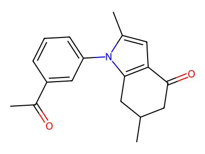 1-(3-acetylphenyl)-2,6-dimethyl-6,7-dihydro-5H-indol-4-one structure