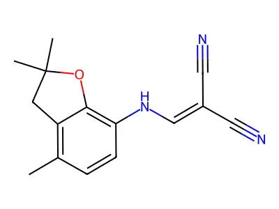 (((2,2,7-Trimethyl-3-oxaindan-4-YL)amino)methylene)methane-1,1-dicarbonitrile structure
