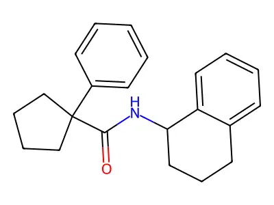 1-phenyl-N-(1,2,3,4-tetrahydronaphthalen-1-yl)cyclopentane-1-carboxamide structure