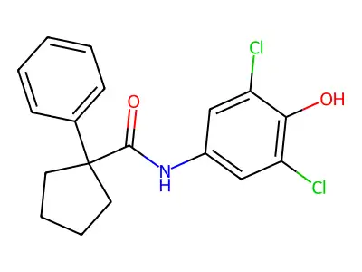 N-(3,5-dichloro-4-hydroxyphenyl)-1-phenylcyclopentane-1-carboxamide structure