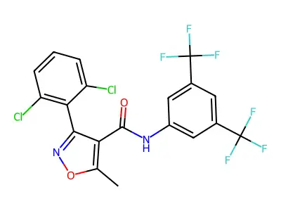 N-[3,5-bis(trifluoromethyl)phenyl]-3-(2,6-dichlorophenyl)-5-methyl-1,2-oxazole-4-carboxamide structure