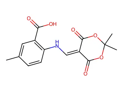 2-{[(2,2-dimethyl-4,6-dioxo-1,3-dioxan-5-ylidene)methyl]amino}-5-methylbenzoic acid structure