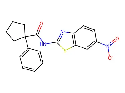 N-(6-nitro-1,3-benzothiazol-2-yl)-1-phenylcyclopentane-1-carboxamide structure