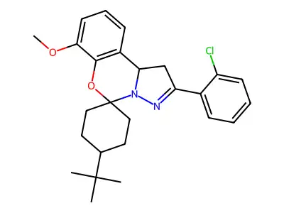 4-tert-butyl-2'-(2-chlorophenyl)-7'-methoxy-1',10b'-dihydrospiro[cyclohexane-1,5'-pyrazolo[1,5-c][1,3]benzoxazine] structure