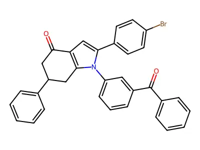 1-(3-benzoylphenyl)-2-(4-bromophenyl)-6-phenyl-6,7-dihydro-5H-indol-4-one structure