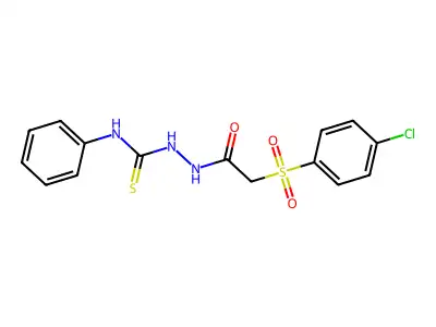 2-((4-Chlorophenyl)sulfonyl)-N-(((phenylamino)thioxomethyl)amino)ethanamide structure