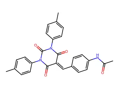 N-[4-[[1,3-bis(4-methylphenyl)-2,4,6-trioxo-1,3-diazinan-5-ylidene]methyl]phenyl]acetamide structure
