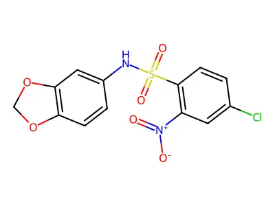 N-(1,3-benzodioxol-5-yl)-4-chloro-2-nitrobenzenesulfonamide structure