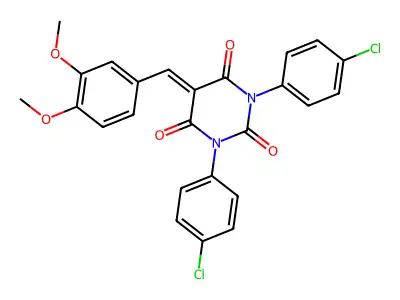 1,3-bis(4-chlorophenyl)-5-[(3,4-dimethoxyphenyl)methylidene]-1,3-diazinane-2,4,6-trione structure