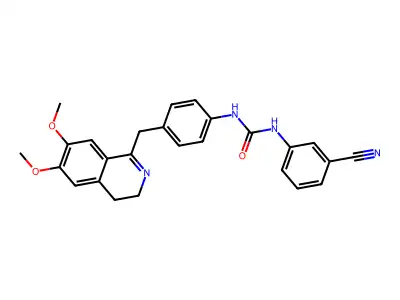 1-(4-((6,7-DIMETHOXY(3,4-DIHYDROISOQUINOLYL))METHYL)PHENYL)-3-(3-CYANOPHENYL)UREA structure