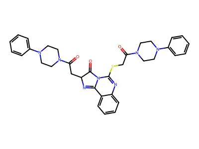 2-[2-oxo-2-(4-phenylpiperazin-1-yl)ethyl]-5-{[2-oxo-2-(4-phenylpiperazin-1-yl)ethyl]sulfanyl}-2H,3H-imidazo[1,2-c]quinazolin-3-one structure