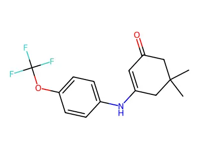 5,5-Dimethyl-3-((4-(trifluoromethoxy)phenyl)amino)cyclohex-2-EN-1-one structure