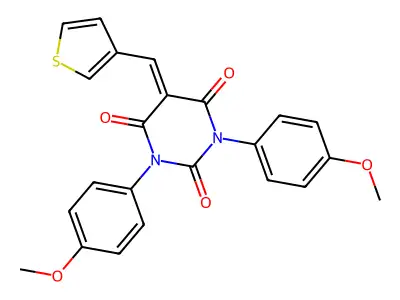 1,3-Bis(4-methoxyphenyl)-5-(thiophen-3-ylmethylidene)-1,3-diazinane-2,4,6-trione structure