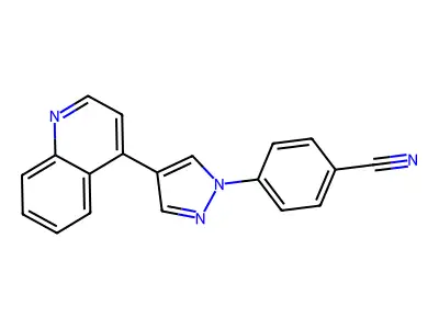 4-(4-(Quinolin-4-yl)-1H-pyrazol-1-yl)benzonitrile structure