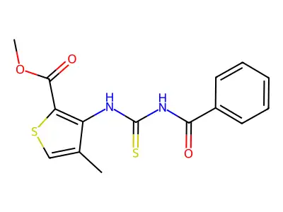 methyl 4-methyl-3-{[(phenylformamido)methanethioyl]amino}thiophene-2-carboxylate structure