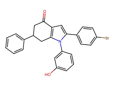 2-(4-bromophenyl)-1-(3-hydroxyphenyl)-6-phenyl-6,7-dihydro-5H-indol-4-one structure