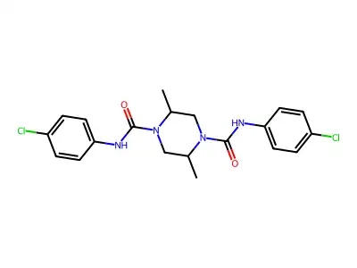 1-N,4-N-bis(4-chlorophenyl)-2,5-dimethylpiperazine-1,4-dicarboxamide structure