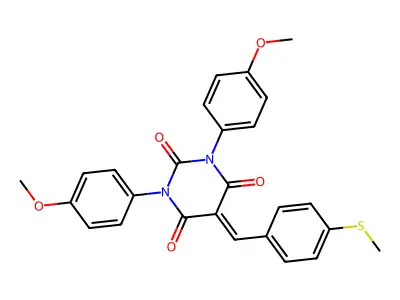 1,3-bis(4-methoxyphenyl)-5-[(4-methylsulfanylphenyl)methylidene]-1,3-diazinane-2,4,6-trione structure