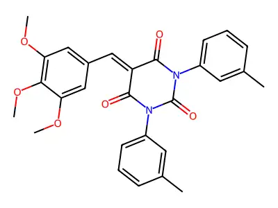1,3-bis(3-methylphenyl)-5-[(3,4,5-trimethoxyphenyl)methylidene]-1,3-diazinane-2,4,6-trione structure