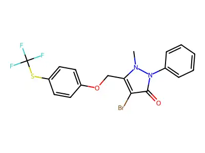 4-BROMO-2-METHYL-1-PHENYL-3-((4-(TRIFLUOROMETHYLTHIO)PHENOXY)METHYL)-3-PYRAZOLIN-5-ONE structure