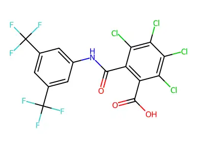 2-(N-(3,5-Bis(trifluoromethyl)phenyl)carbamoyl)-3,4,5,6-tetrachlorobenzoic acid structure