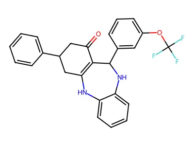 2,10-diaza-5-phenyl-9-(3-(trifluoromethoxy)phenyl)tricyclo[9.4.0.0<3,8>]pentadeca-1(11),3(8),12,14-tetraen-7-one structure