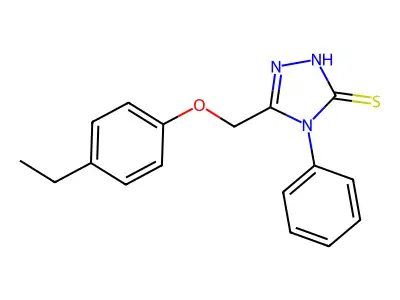 3-[(4-ethylphenoxy)methyl]-4-phenyl-1H-1,2,4-triazole-5-thione structure