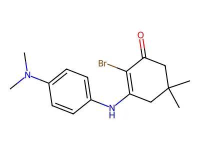 3-((4-(Dimethylamino)phenyl)amino)-2-bromo-5,5-dimethylcyclohex-2-EN-1-one structure
