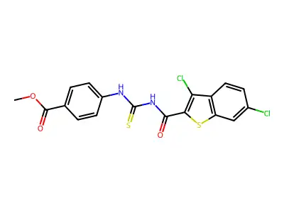 Methyl 4-[[[[(3,6-dichlorobenzo[b]thien-2-yl)carbonyl]amino]thioxomethyl]amino]benzoate structure