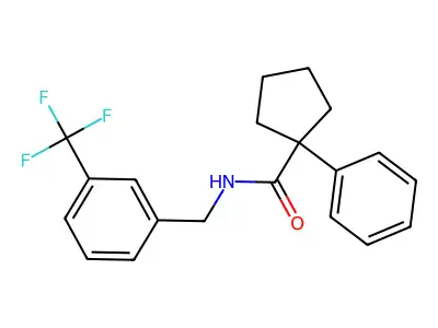 1-phenyl-N-[[3-(trifluoromethyl)phenyl]methyl]cyclopentane-1-carboxamide structure