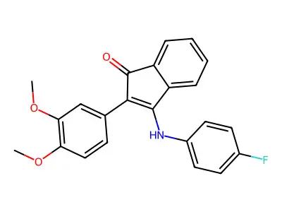 2-(3,4-Dimethoxyphenyl)-3-((4-fluorophenyl)amino)inden-1-one structure