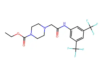 ETHYL 4-((N-(3,5-BIS(TRIFLUOROMETHYL)PHENYL)CARBAMOYL)METHYL)PIPERAZINECARBOXYLATE structure