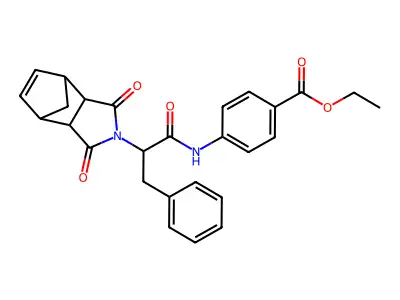 ethyl 4-{[2-(1,3-dioxo-1,3,3a,4,7,7a-hexahydro-2H-4,7-methanoisoindol-2-yl)-3-phenylpropanoyl]amino}benzoate structure