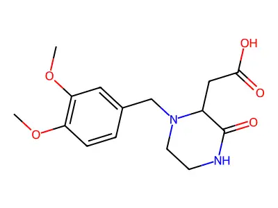 2-[1-(3,4-Dimethoxybenzyl)-3-oxo-2-piperazinyl]-acetic acid structure