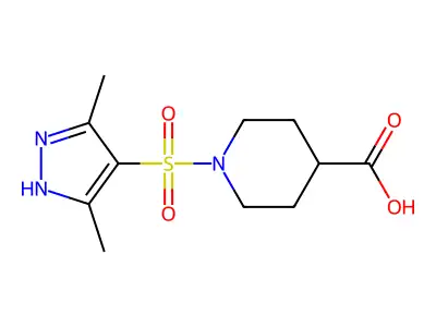 1-[(3,5-dimethyl-1H-pyrazol-4-yl)sulfonyl]piperidine-4-carboxylic acid structure