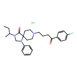 8-(p-Fluorobenzoylpropyl)-1-oxo-2-(2-butyl)-4-phenyl-2,4,8-triazaspiro(4.5)decane HCl structure