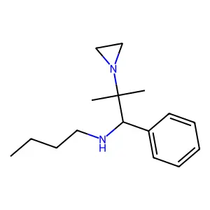 2-(aziridin-1-yl)-N-butyl-2-methyl-1-phenylpropan-1-amine structure