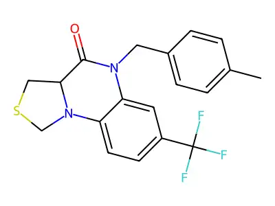5-(4-methylbenzyl)-7-(trifluoromethyl)-3,3a-dihydro[1,3]thiazolo[3,4-a]quinoxalin-4(5H)-one structure