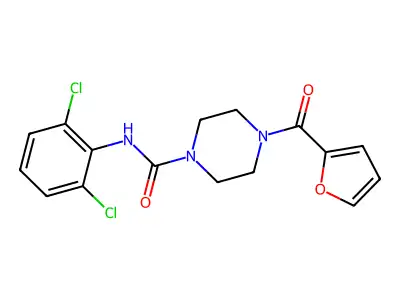 N-(2,6-dichlorophenyl)-4-(furan-2-carbonyl)piperazine-1-carboxamide structure