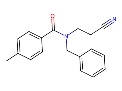 N-benzyl-N-(2-cyanoethyl)-4-methylbenzamide structure